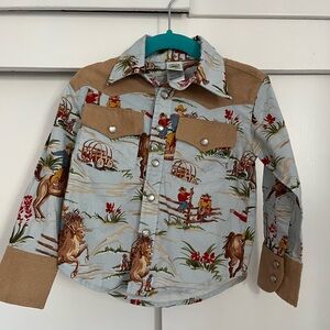 Kids Western Cowboy Print Shirt - Blue